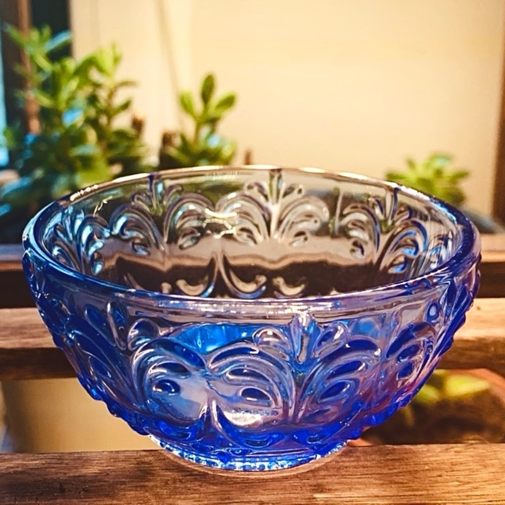 Small Blue Butterfly Glass Dish Bowl + Extra Surpise Included!!